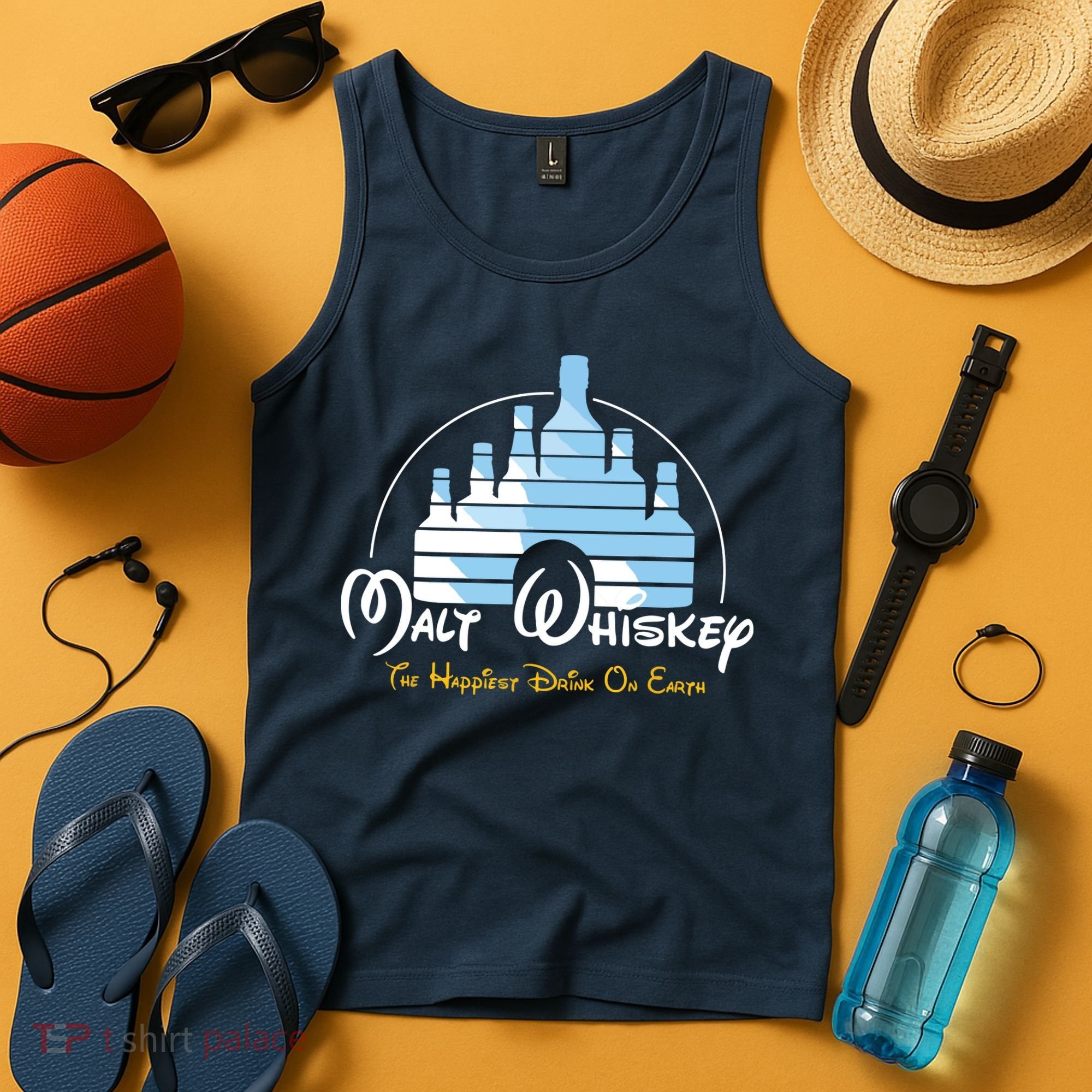 Malt Whiskey Shirts Happiest Drink Funny Pun Parody Tank Top