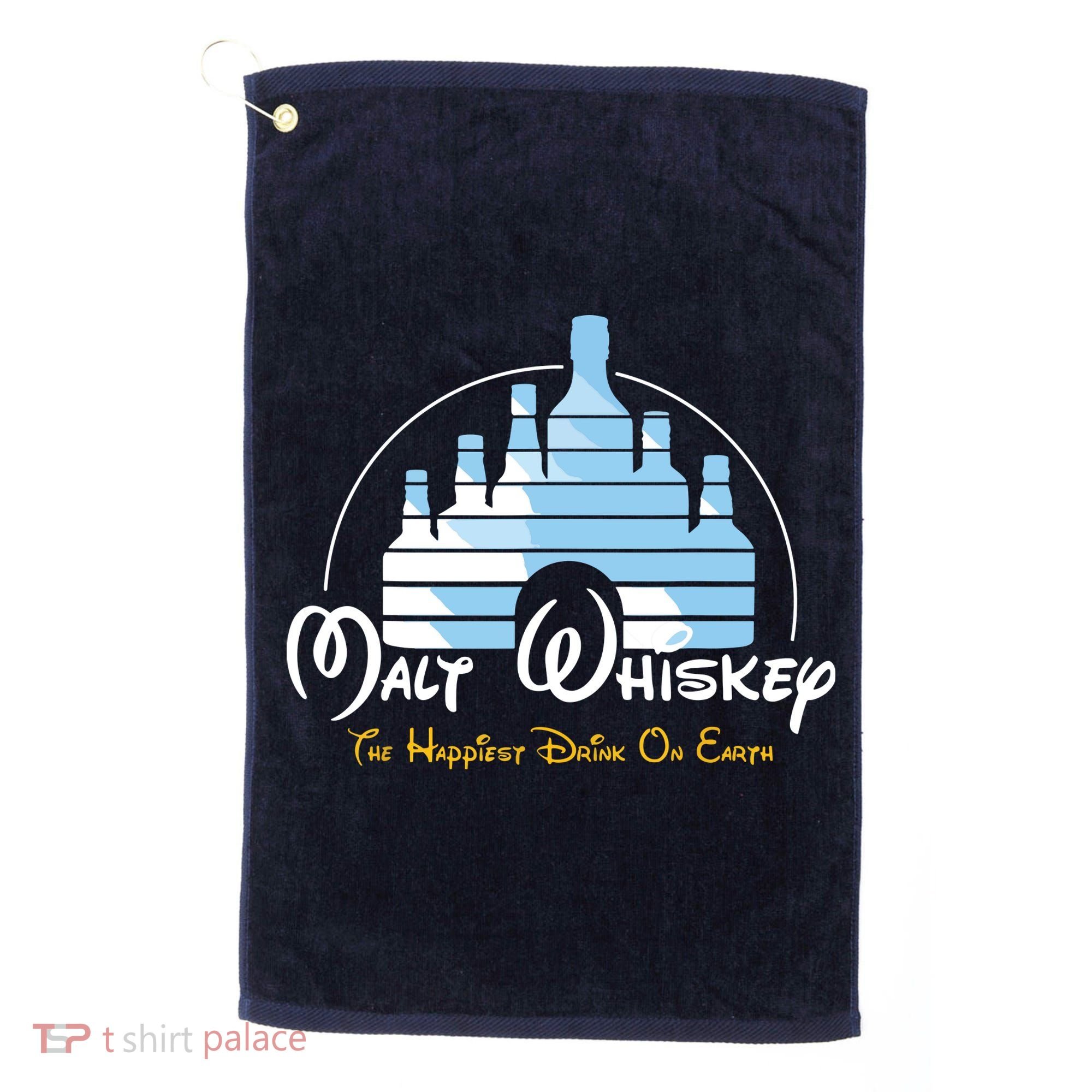 Malt Whiskey Shirts Happiest Drink Funny Pun Parody Golf Towel