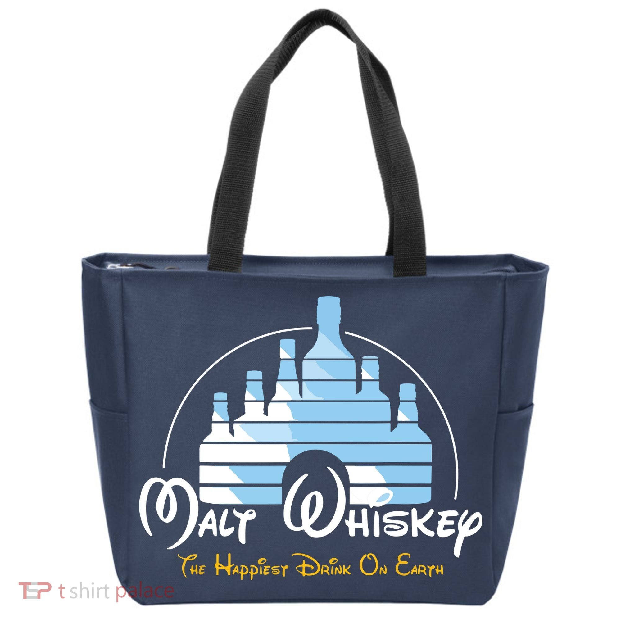 Malt Whiskey Shirts Happiest Drink Funny Pun Parody Tote Bag