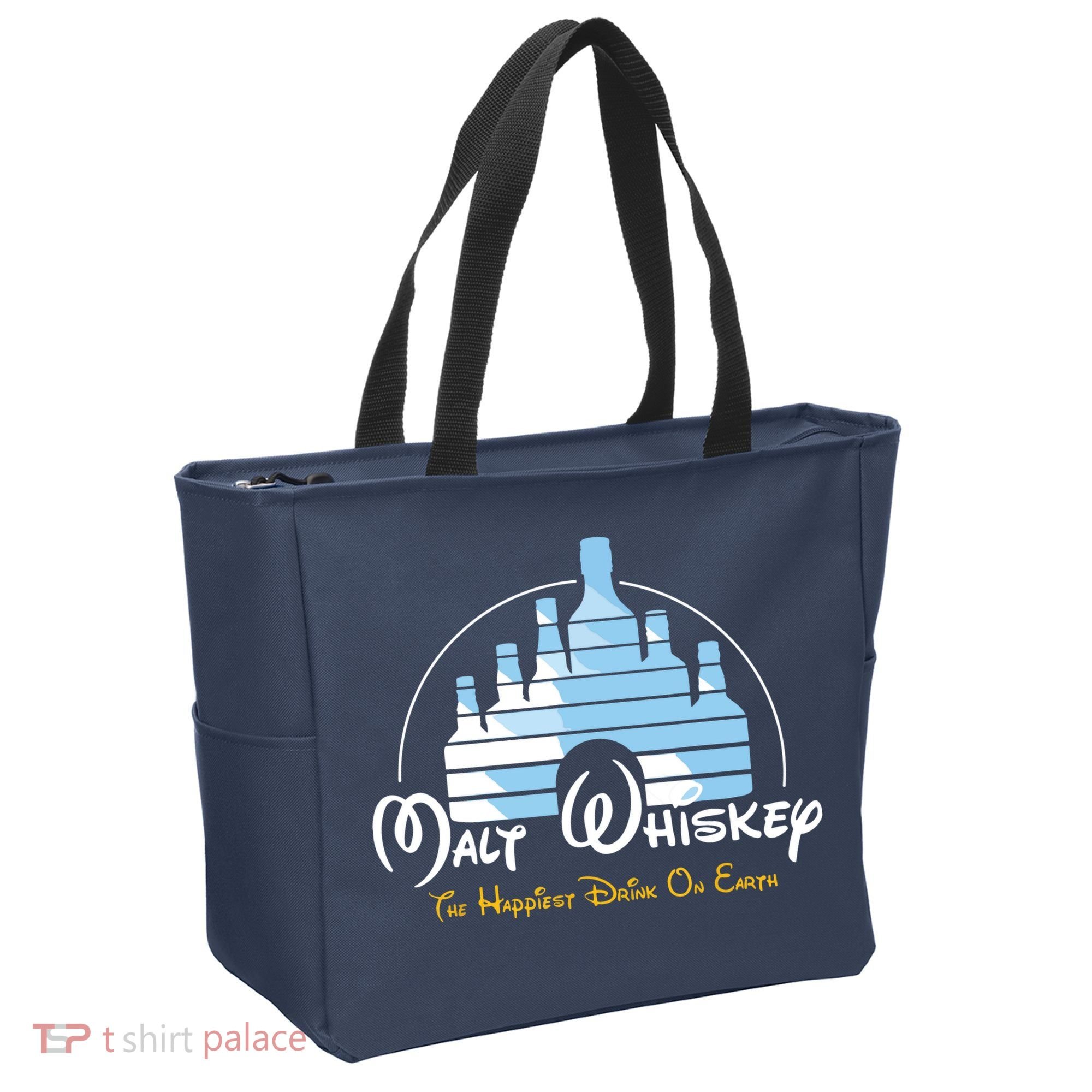 Malt Whiskey Shirts Happiest Drink Funny Pun Parody Tote Bag