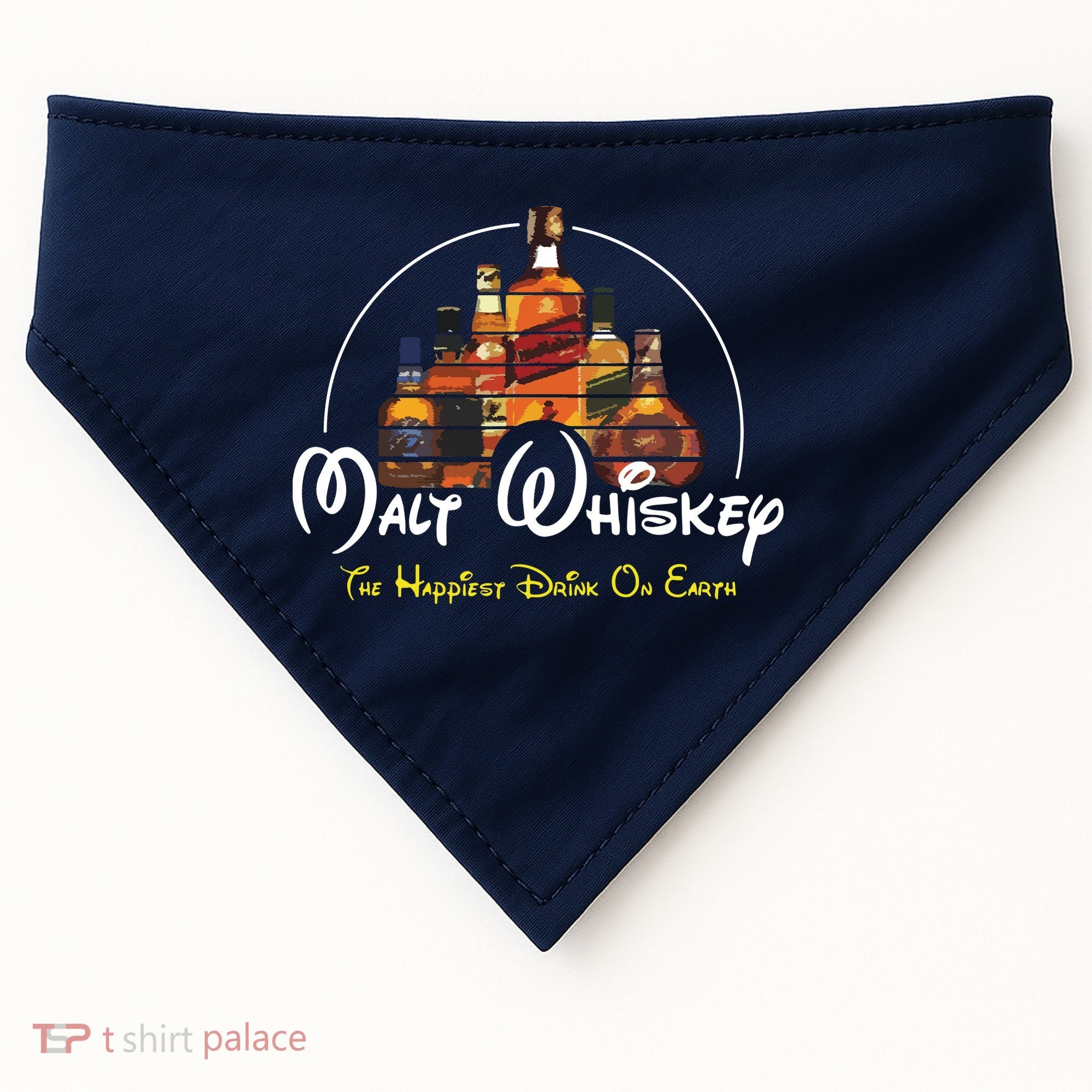 Malt Whiskey Shirts Happiest Drink Funny Pun Parody USA-Made Doggie Bandana