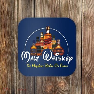 Malt Whiskey Shirts Happiest Drink Funny Pun Parody Coaster
