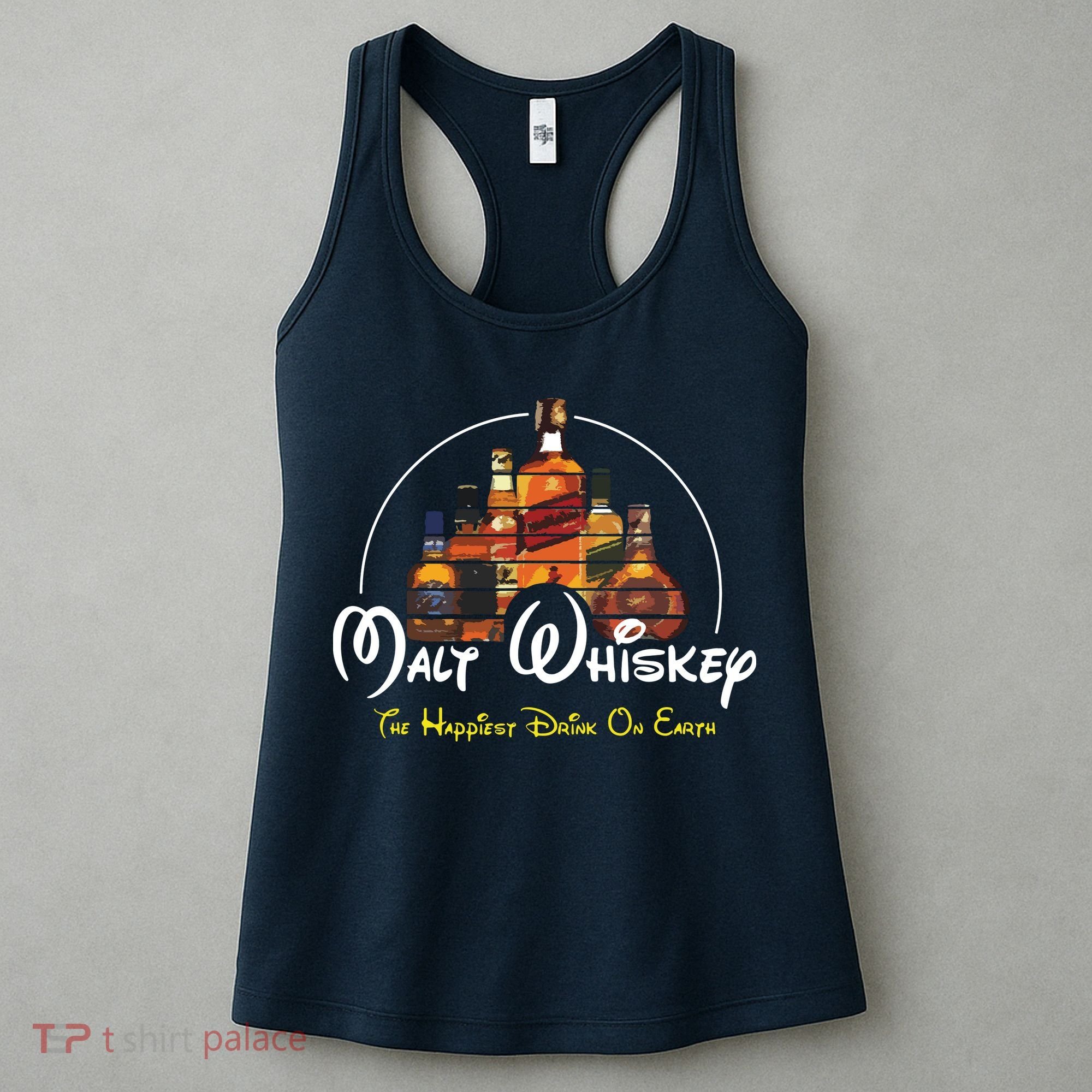 Malt Whiskey Shirts Happiest Drink Funny Pun Parody Women's Tank Top