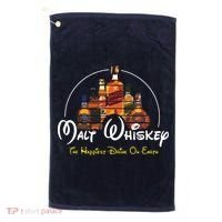 Malt Whiskey Shirts Happiest Drink Funny Pun Parody Golf Towel thumb 0