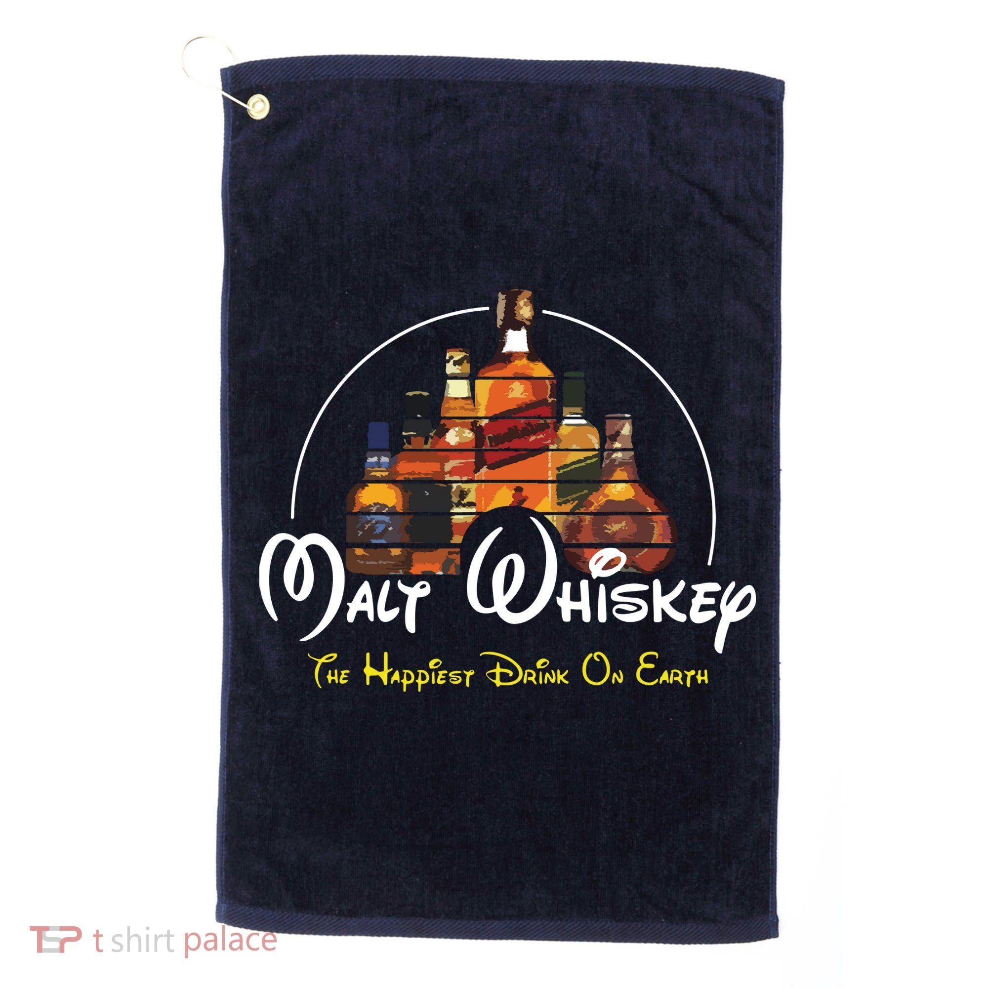 Malt Whiskey Shirts Happiest Drink Funny Pun Parody Golf Towel