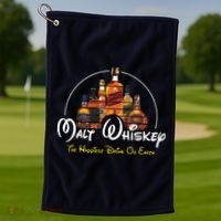 Malt Whiskey Shirts Happiest Drink Funny Pun Parody Golf Towel thumb 1