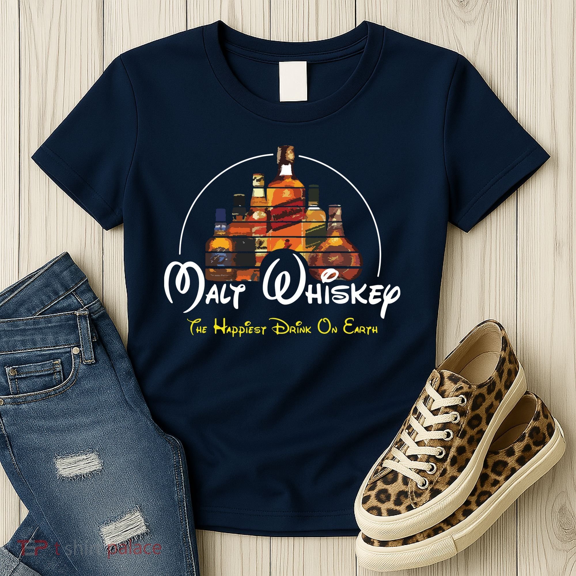 Malt Whiskey Shirts Happiest Drink Funny Pun Parody Women's T-Shirt