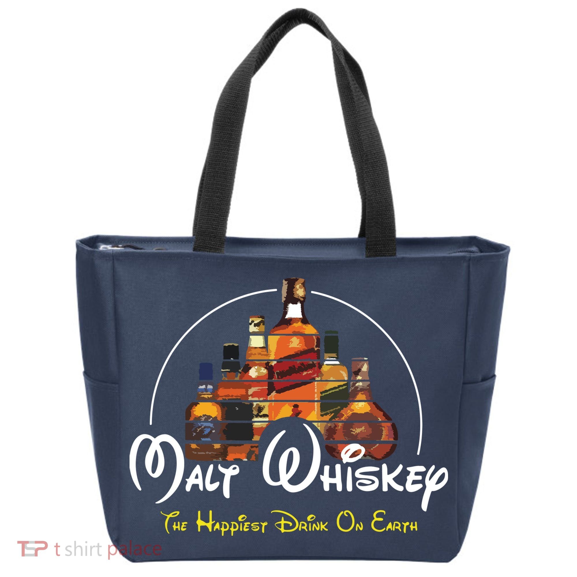 Malt Whiskey Shirts Happiest Drink Funny Pun Parody Tote Bag