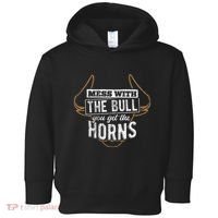 Mess With The Bull You Get The Horns Bullfighter Longhorn Toddler Hoodie thumb 0