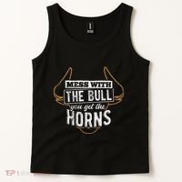Mess With The Bull You Get The Horns Bullfighter Longhorn Tank Top thumb 2