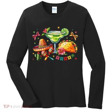 Mexico Wine Tequila Margarita Drinking Mexican Cinco De Women's Long Sleeve Shirt