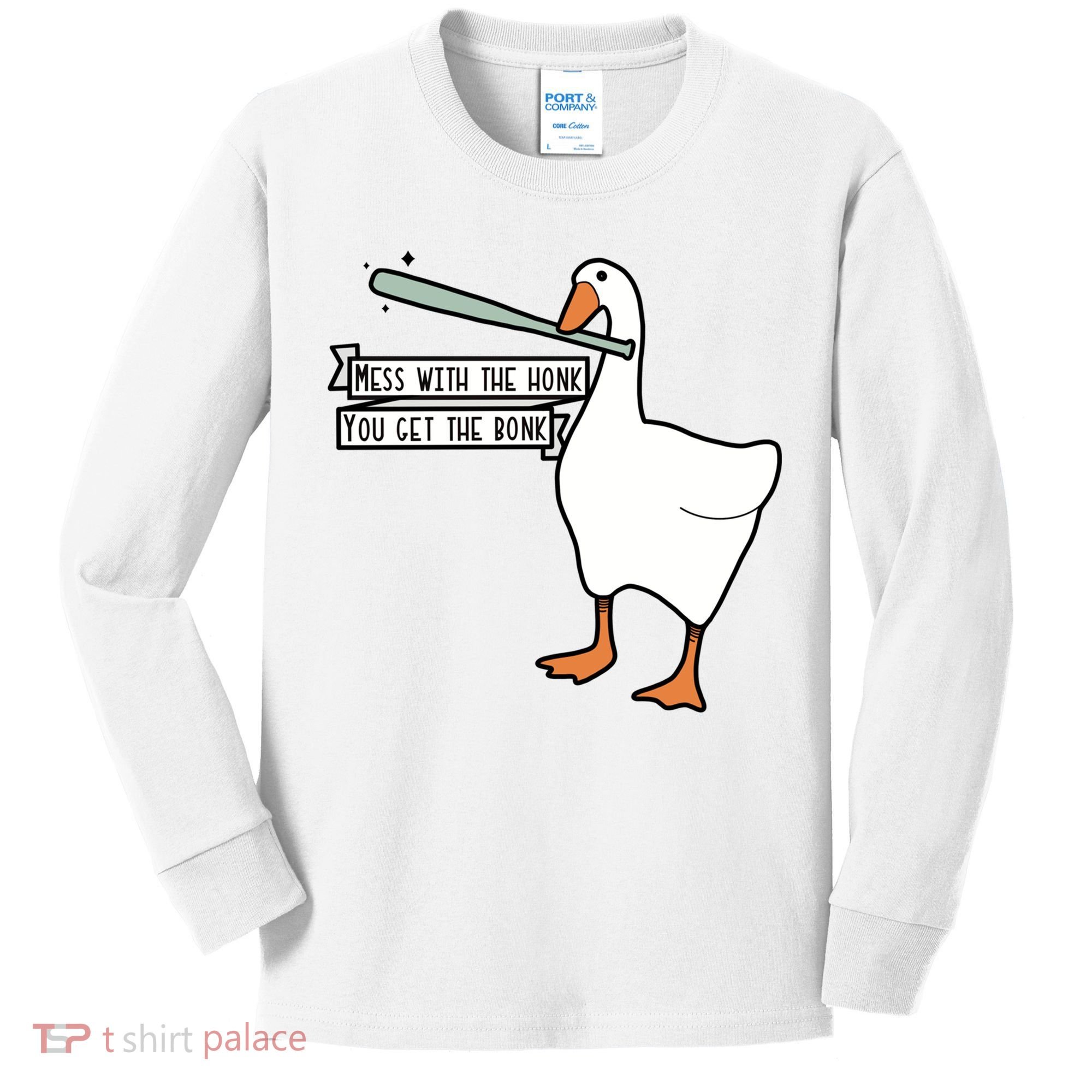 Mess With The Honk You Get The Bonk Goose Kids Long Sleeve Shirt