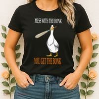 Mess With The Honk Goose Game Gamer Wooden Club Computer Women's T-Shirt thumb 2