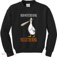 Mess With The Honk Goose Game Gamer Wooden Club Computer Kids Sweatshirt thumb 0