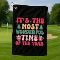 Most Wonderful Time Of The Year Festive Graphic Golf Towel thumb 1