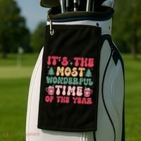 Most Wonderful Time Of The Year Festive Graphic Golf Towel thumb 2