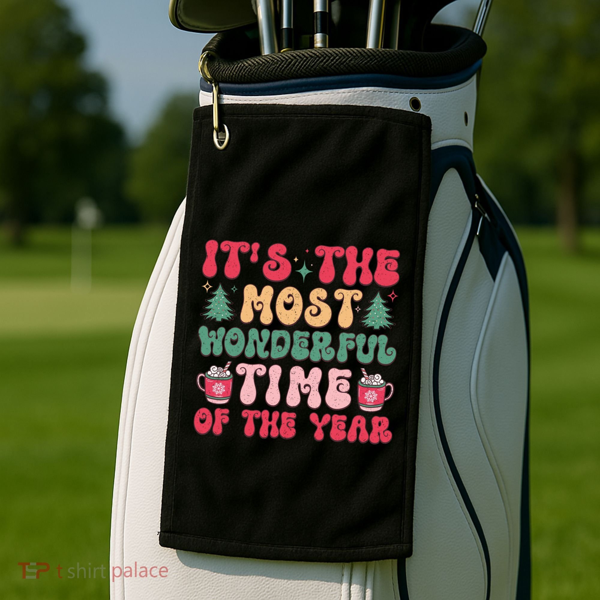 Most Wonderful Time Of The Year Festive Graphic Golf Towel