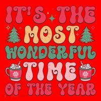 Most Wonderful Time Of The Year Festive Graphic Santa Hat thumb 1