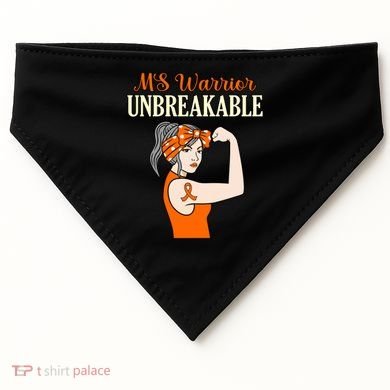 Ms Warrior Unbreakable Multiple Sclerosis Awareness Graphic Great Gift USA-Made Doggie Bandana