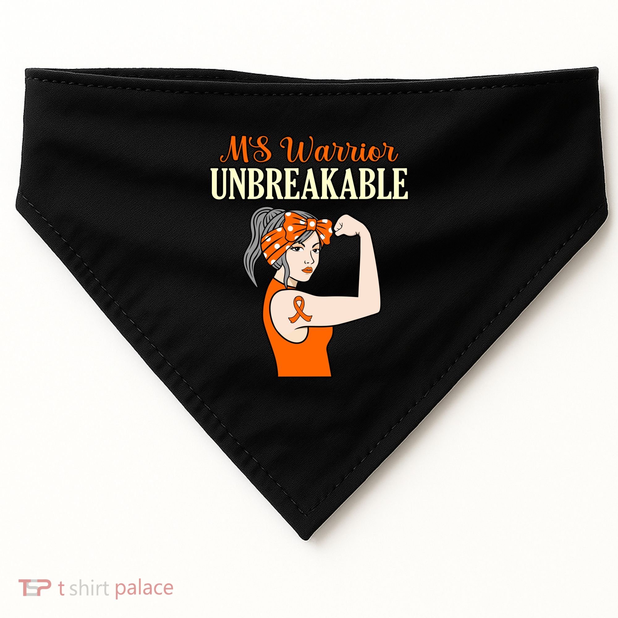 Ms Warrior Unbreakable Multiple Sclerosis Awareness Graphic Great Gift USA-Made Doggie Bandana