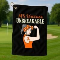 Ms Warrior Unbreakable Multiple Sclerosis Awareness Graphic Great Gift Golf Towel thumb 1