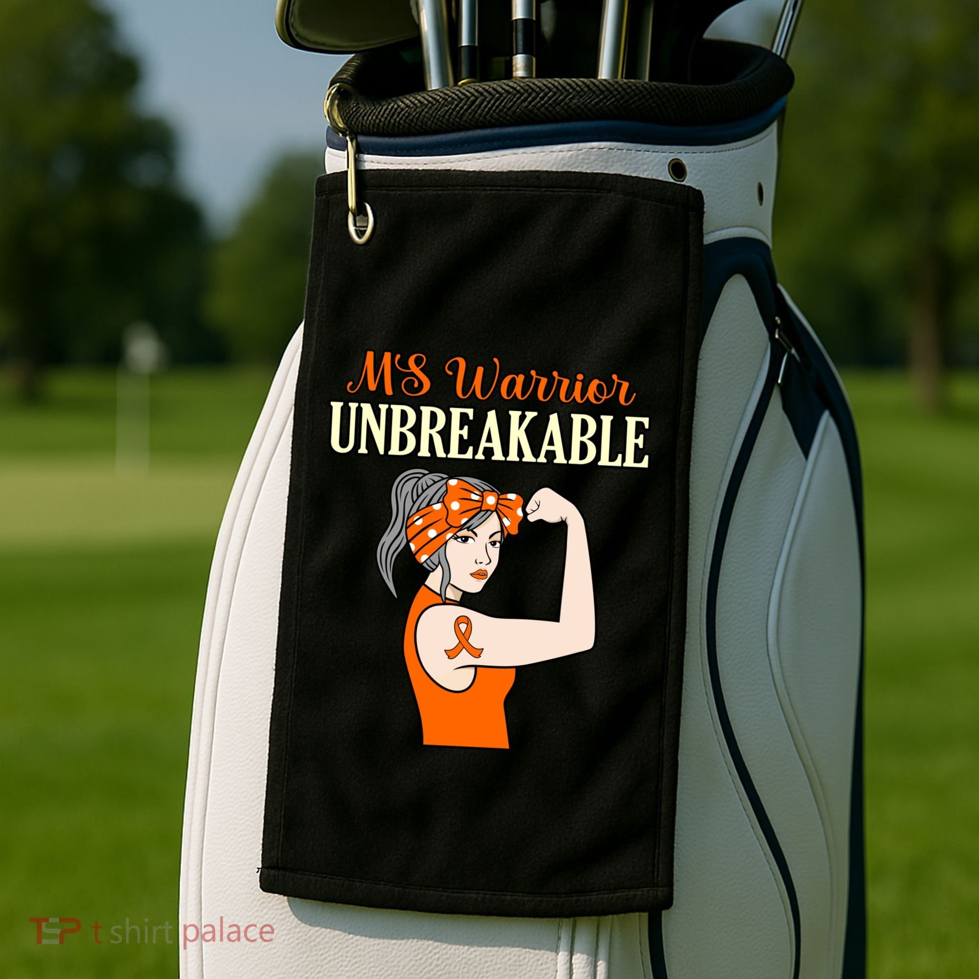 Ms Warrior Unbreakable Multiple Sclerosis Awareness Graphic Great Gift Golf Towel