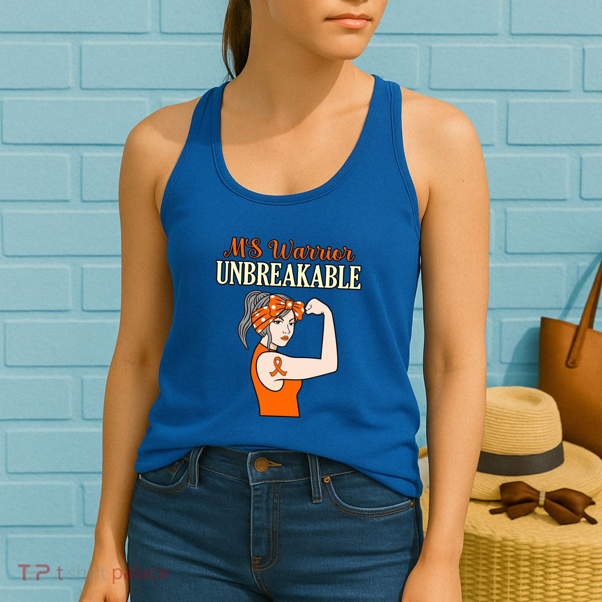 Ms Warrior Unbreakable Multiple Sclerosis Awareness Graphic Great Gift Women's Tank Top