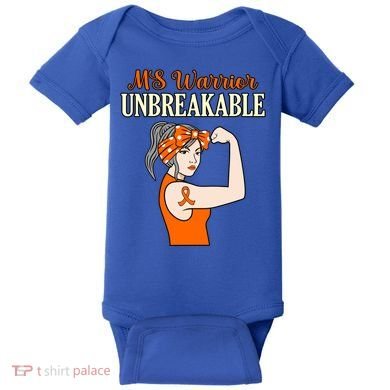 Ms Warrior Unbreakable Multiple Sclerosis Awareness Graphic Great Gift Baby Bodysuit