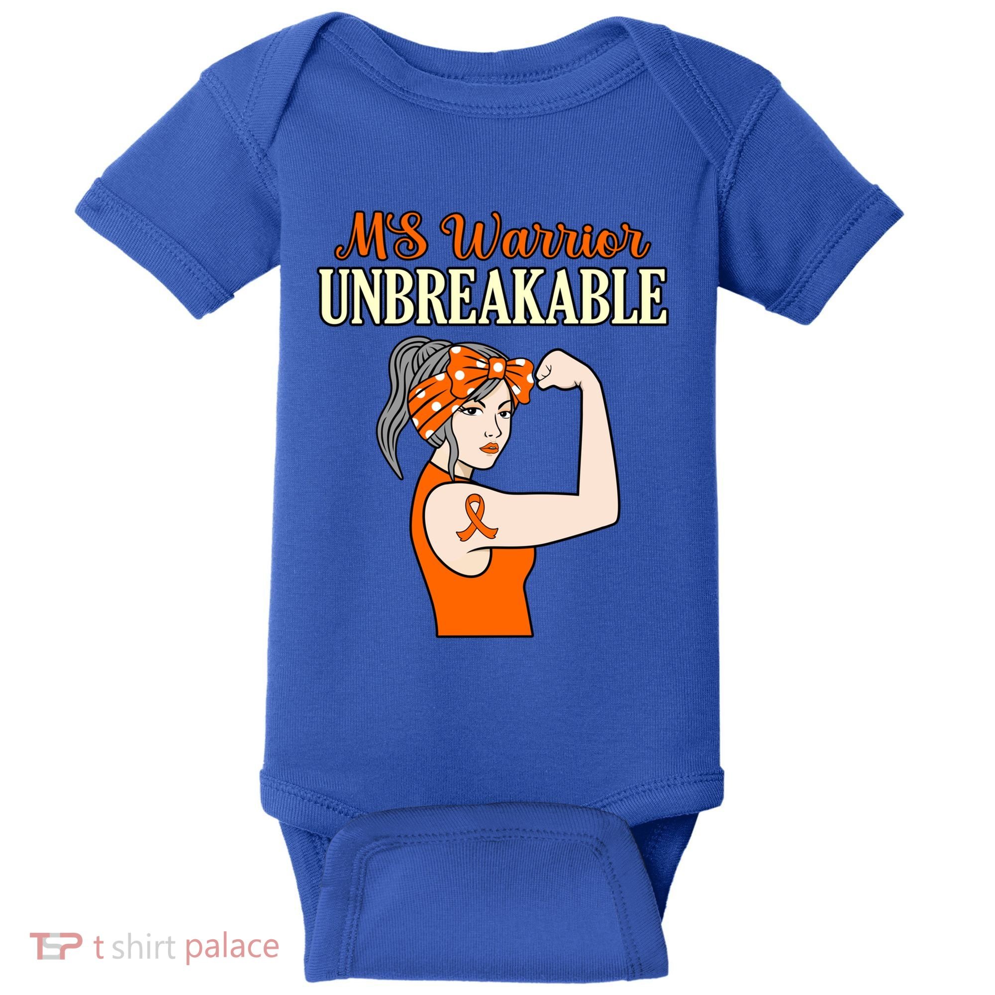 Ms Warrior Unbreakable Multiple Sclerosis Awareness Graphic Great Gift Baby Bodysuit