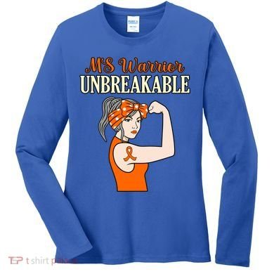 Ms Warrior Unbreakable Multiple Sclerosis Awareness Graphic Great Gift Women's Long Sleeve Shirt
