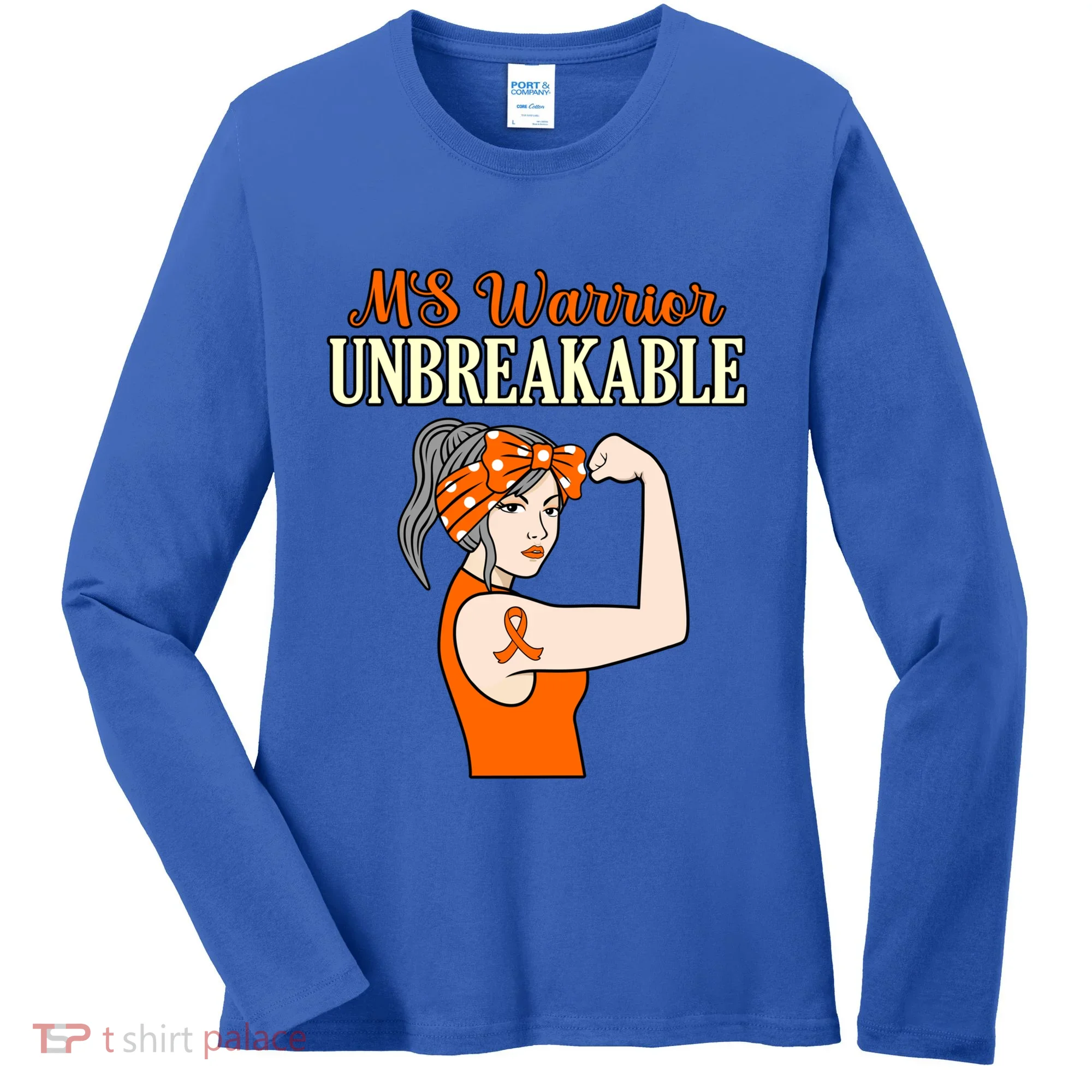 Ms Warrior Unbreakable Multiple Sclerosis Awareness Graphic Great Gift Women's Long Sleeve Shirt