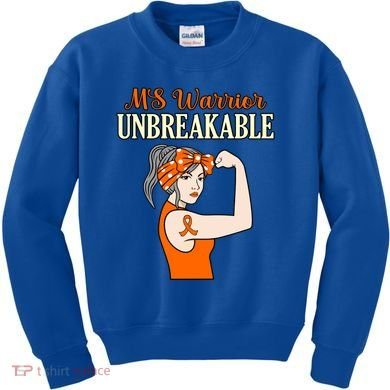 Ms Warrior Unbreakable Multiple Sclerosis Awareness Graphic Great Gift Kids Sweatshirt