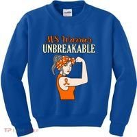Ms Warrior Unbreakable Multiple Sclerosis Awareness Graphic Great Gift Kids Sweatshirt thumb 0