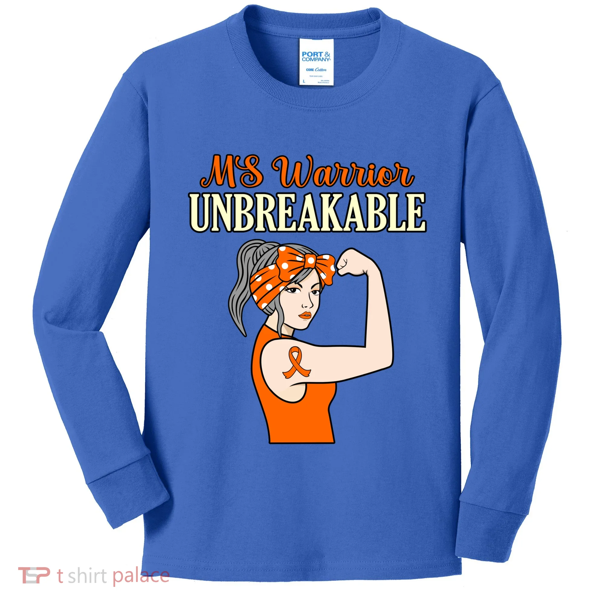 Ms Warrior Unbreakable Multiple Sclerosis Awareness Graphic Great Gift Kids Long Sleeve Shirt
