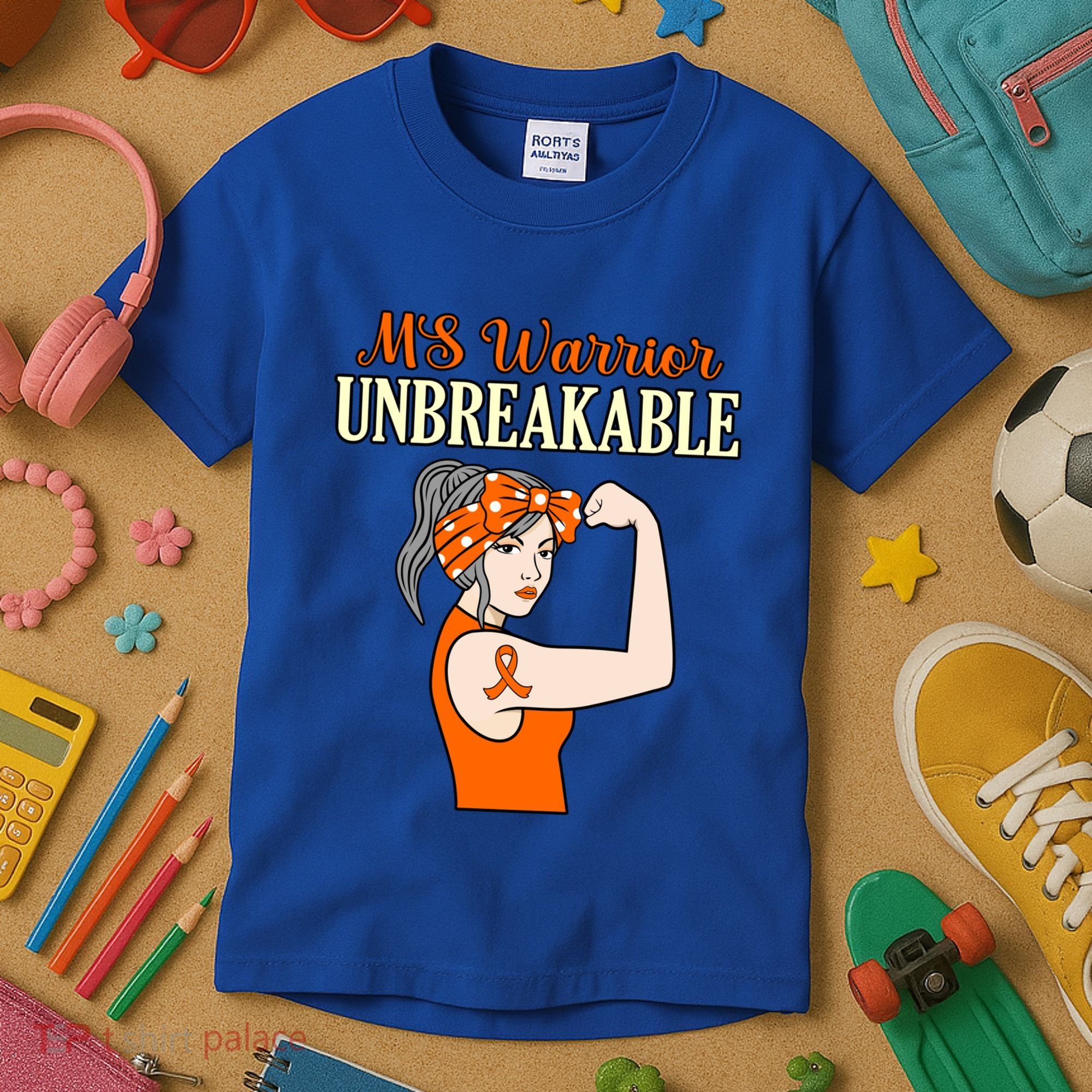 Ms Warrior Unbreakable Multiple Sclerosis Awareness Graphic Great Gift Kids T-Shirt
