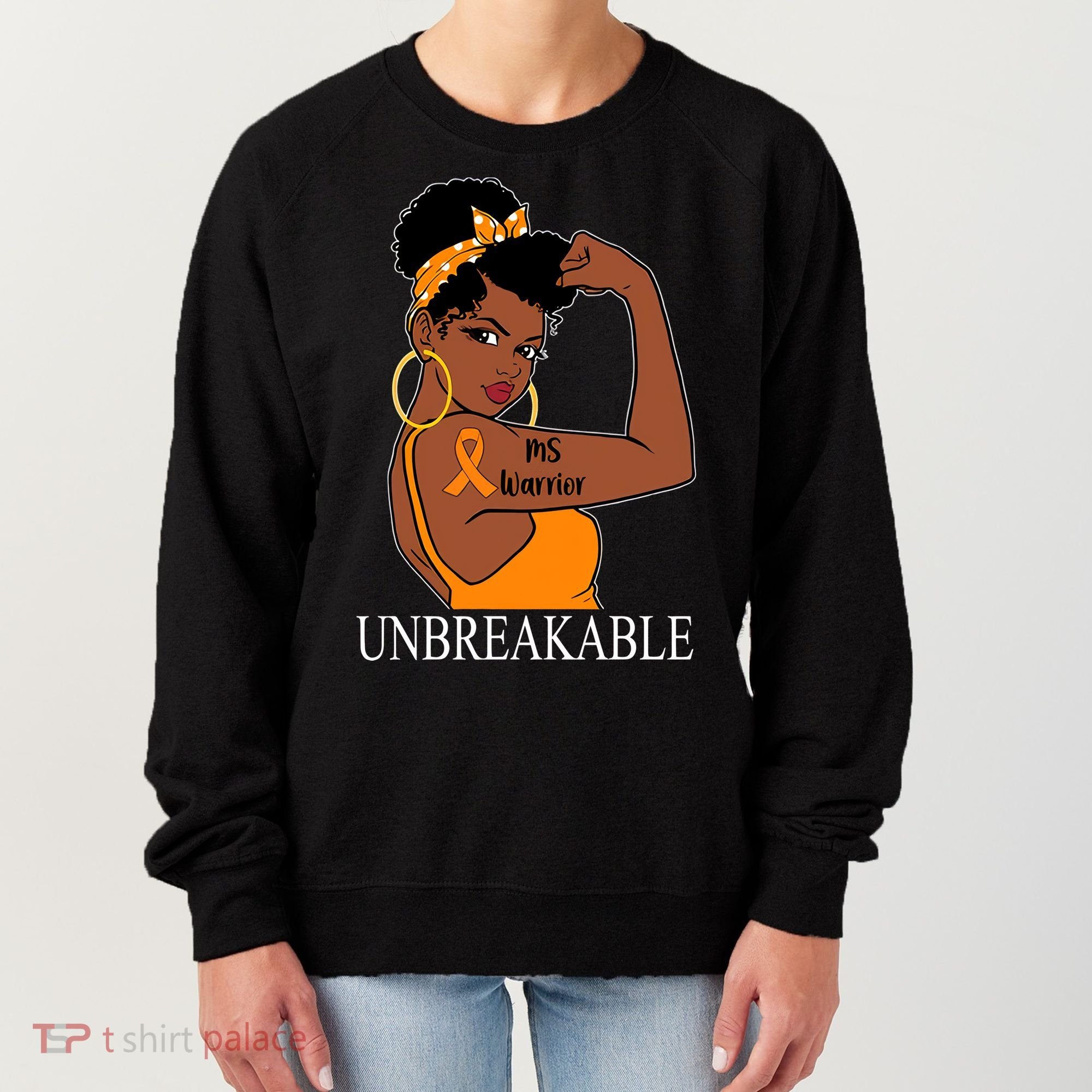 Ms Warrior Unbreakable Multiple Sclerosis Awareness Black Women Women's Sweatshirt