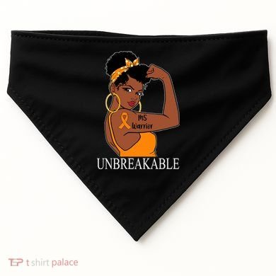 Ms Warrior Unbreakable Multiple Sclerosis Awareness Black Women USA-Made Doggie Bandana