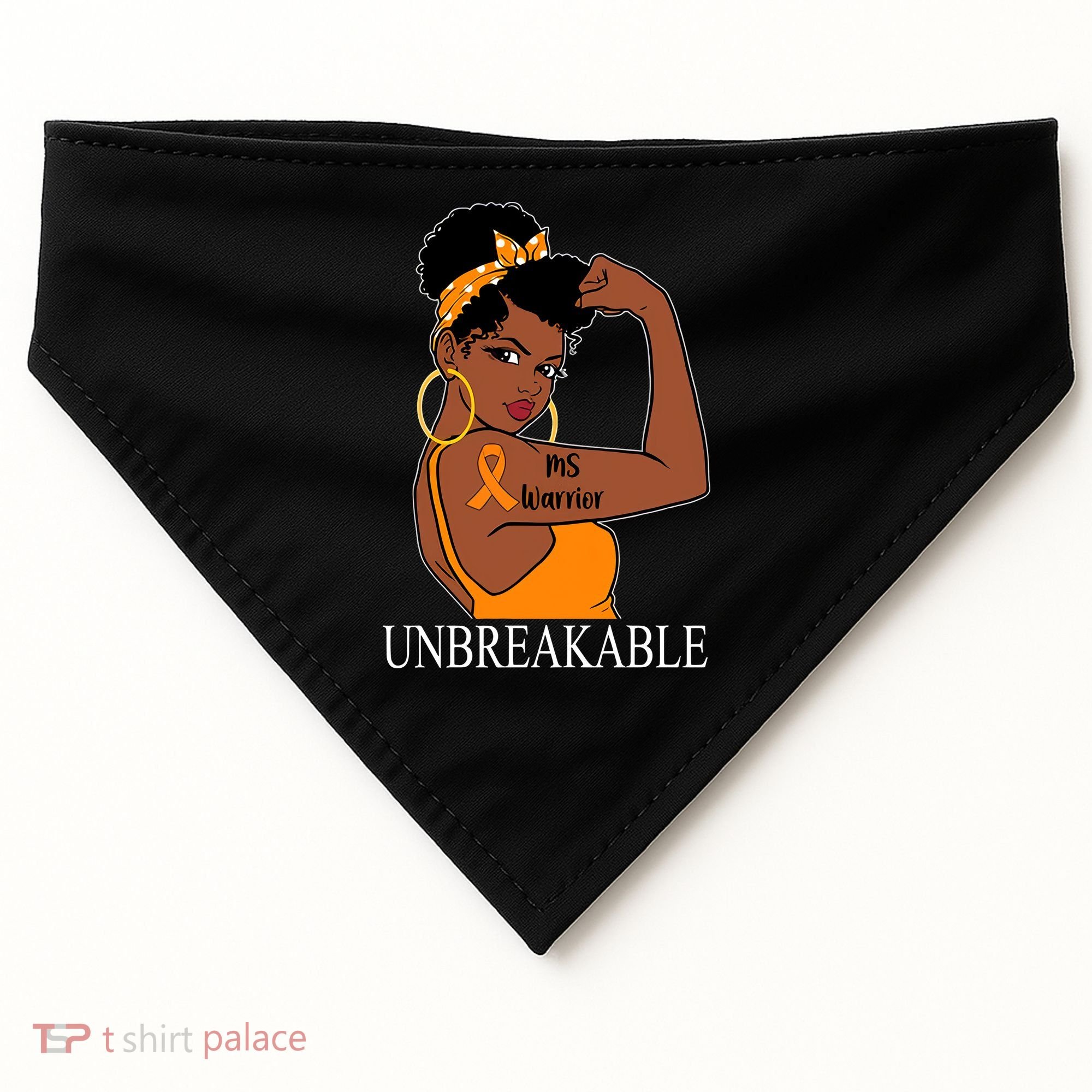 Ms Warrior Unbreakable Multiple Sclerosis Awareness Black Women USA-Made Doggie Bandana