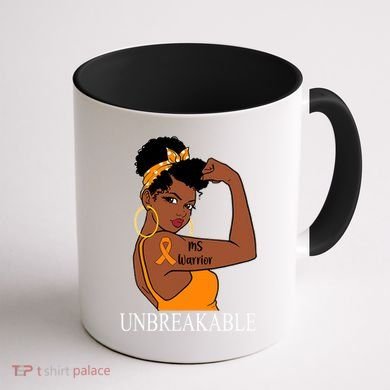 Ms Warrior Unbreakable Multiple Sclerosis Awareness Black Women Coffee Mug back