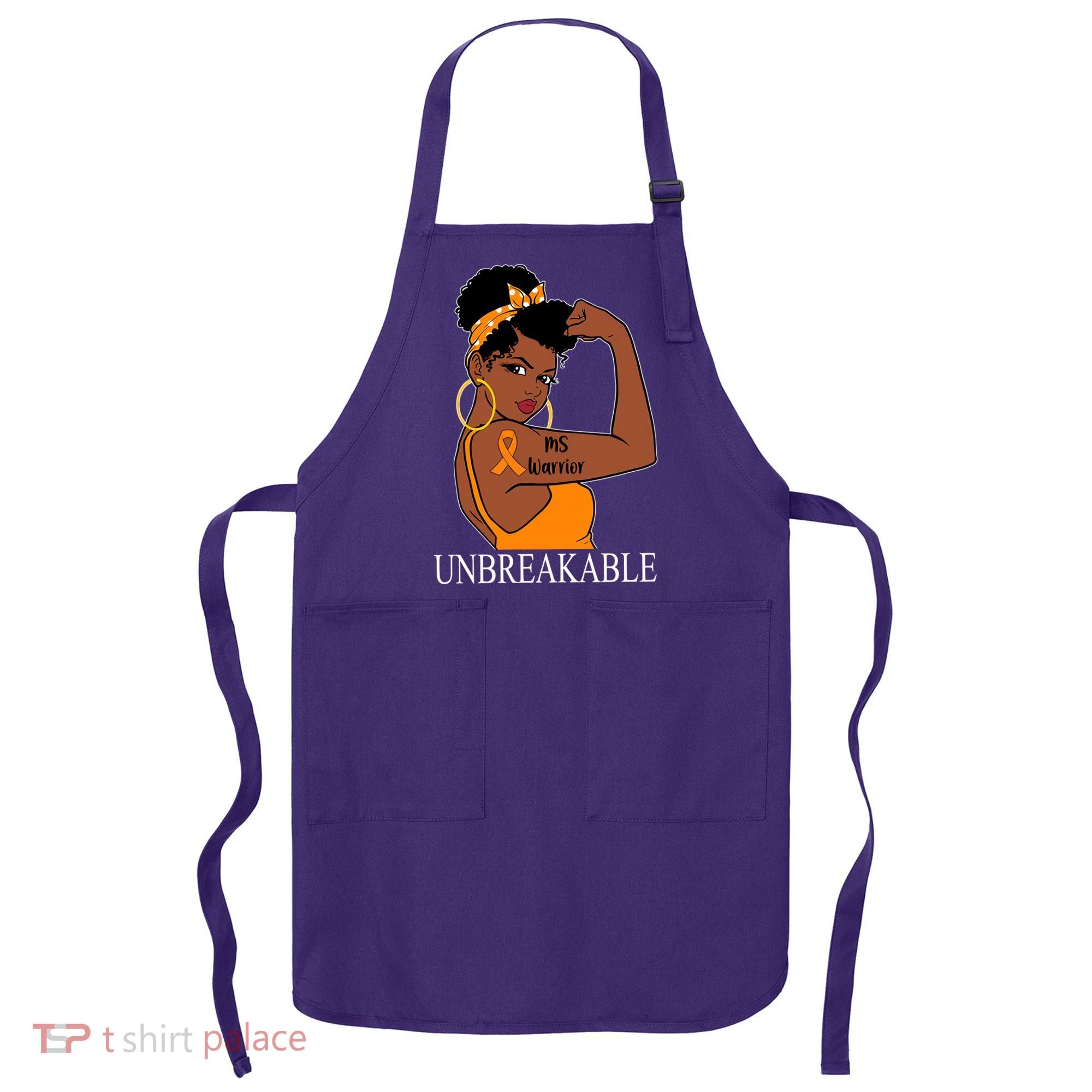 Ms Warrior Unbreakable Multiple Sclerosis Awareness Black Women Apron