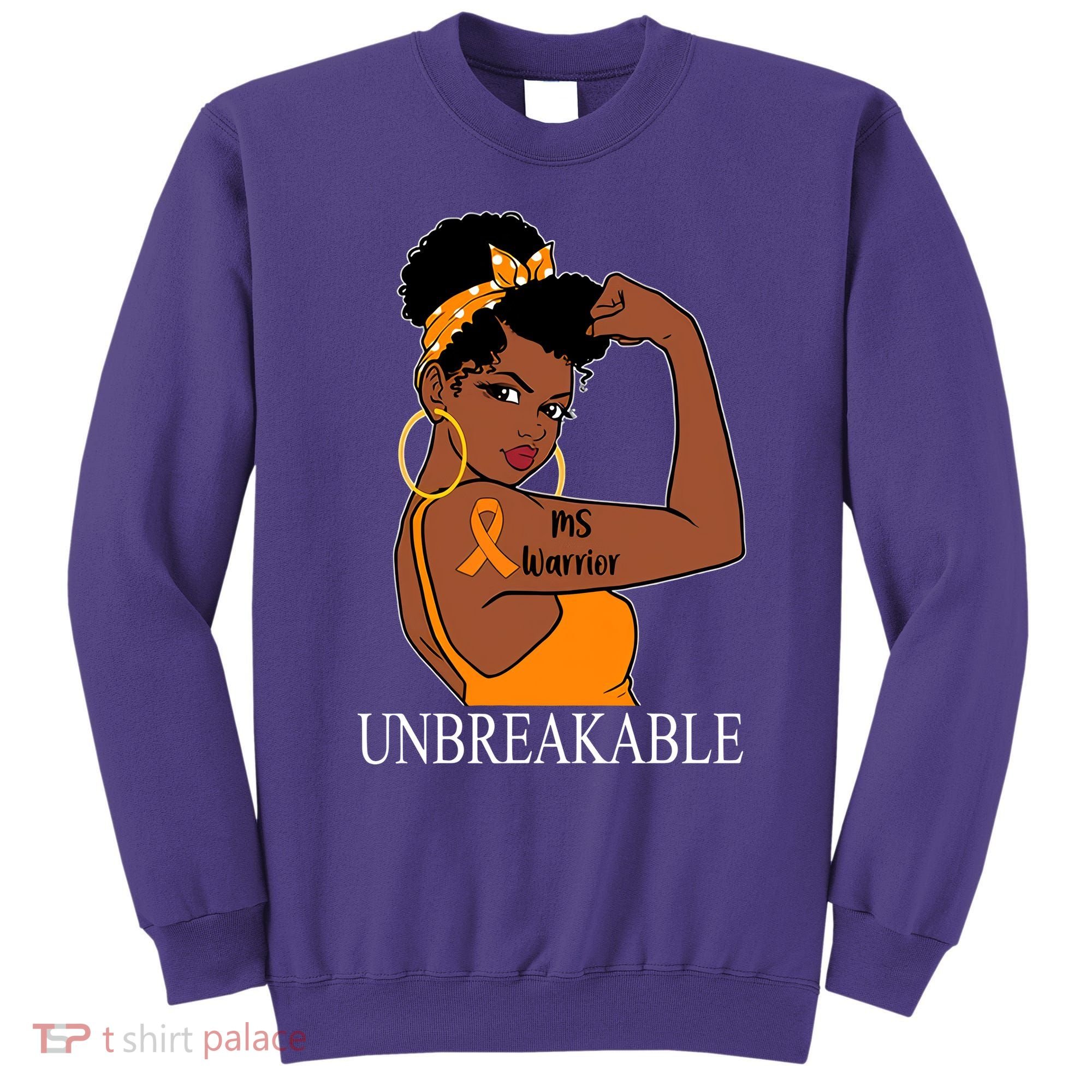 Ms Warrior Unbreakable Multiple Sclerosis Awareness Black Women Sweatshirt