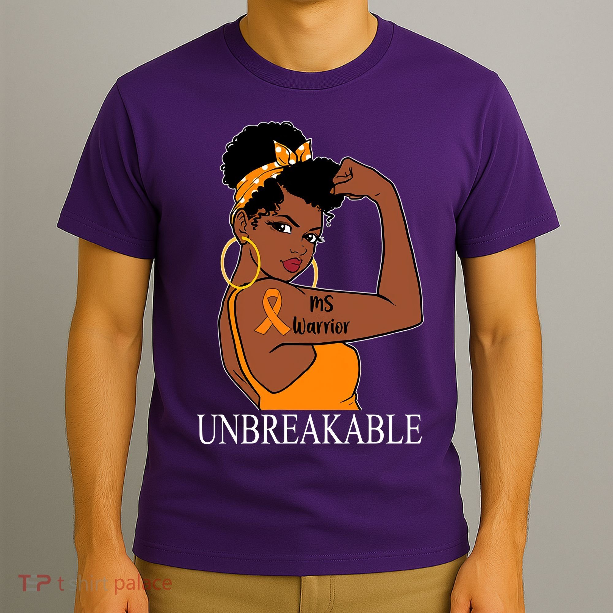 Ms Warrior Unbreakable Multiple Sclerosis Awareness Black Women T-Shirt