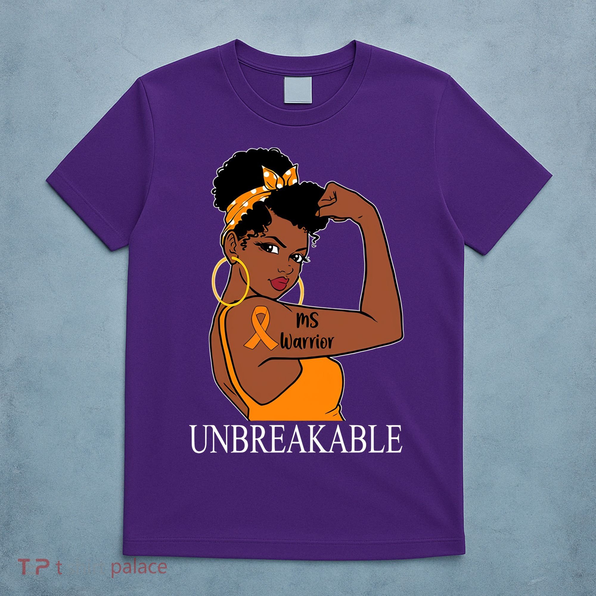 Ms Warrior Unbreakable Multiple Sclerosis Awareness Black Women T-Shirt