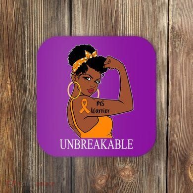 Ms Warrior Unbreakable Multiple Sclerosis Awareness Black Women Coaster