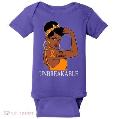 Ms Warrior Unbreakable Multiple Sclerosis Awareness Black Women Baby Bodysuit