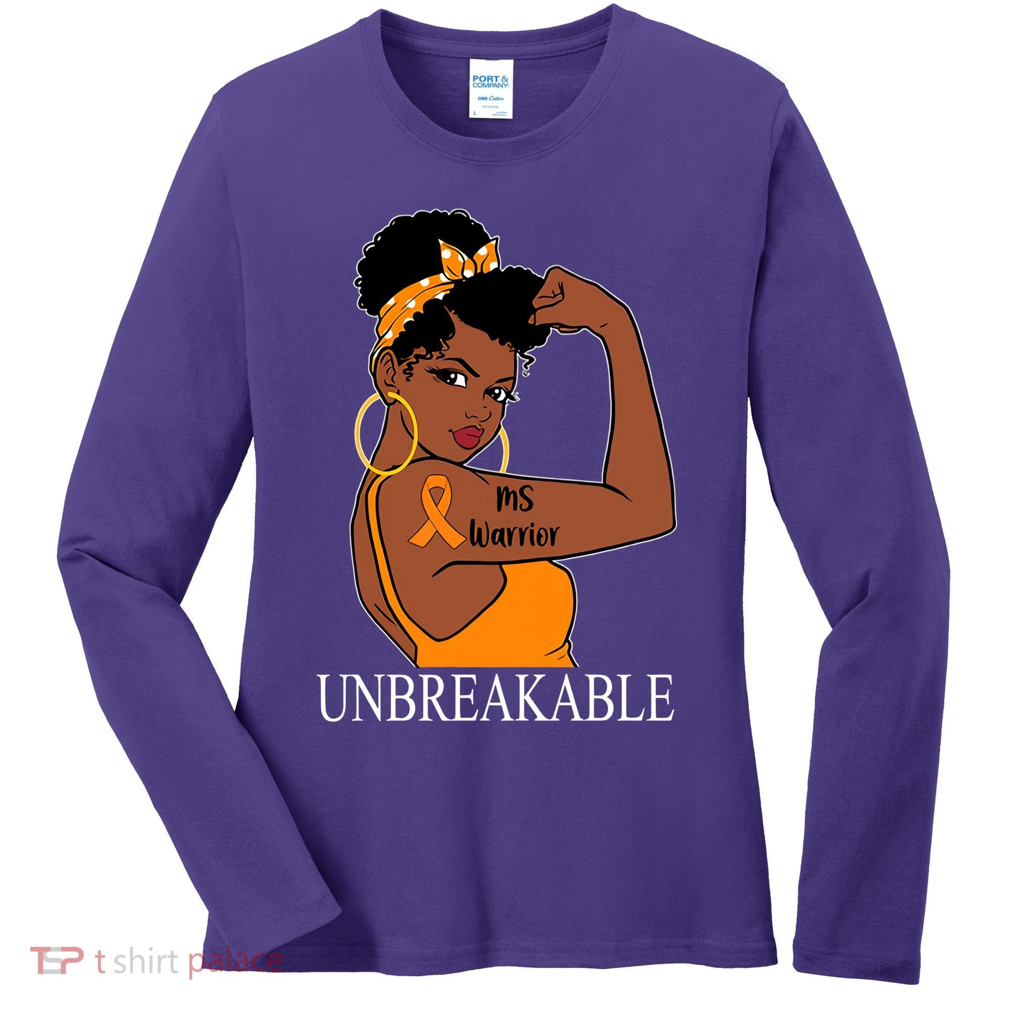 Ms Warrior Unbreakable Multiple Sclerosis Awareness Black Women Women's Long Sleeve Shirt