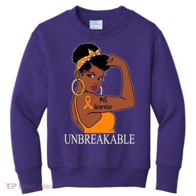 Ms Warrior Unbreakable Multiple Sclerosis Awareness Black Women Kids Sweatshirt