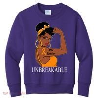Ms Warrior Unbreakable Multiple Sclerosis Awareness Black Women Kids Sweatshirt thumb 0