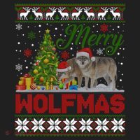 Merry Wolfmas Wolf Christmas Tree Funny Animal Lovers Xmas Women's Sweatshirt thumb 2