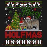 Merry Wolfmas Wolf Christmas Tree Funny Animal Lovers Xmas Women's Hoodie thumb 2